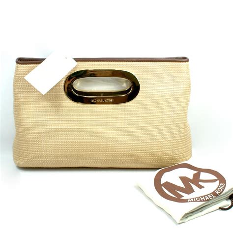 michael kors berkley soft straw clutch|MICHAEL Michael Kors Soft Straw Berkley Clutch (Natural/Navy).